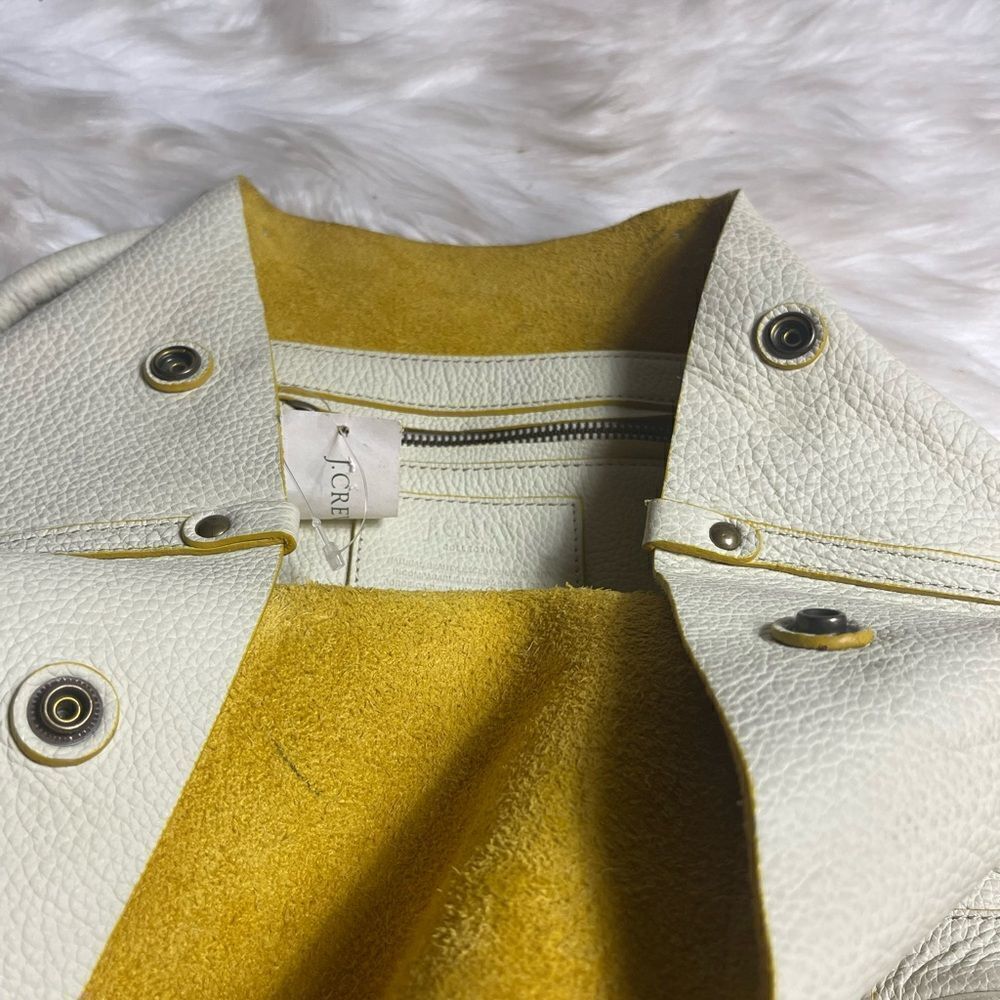 J Crew Borge Garveri Pebbled Leather off White Uptown large Tote. - Picture 4 of 16
